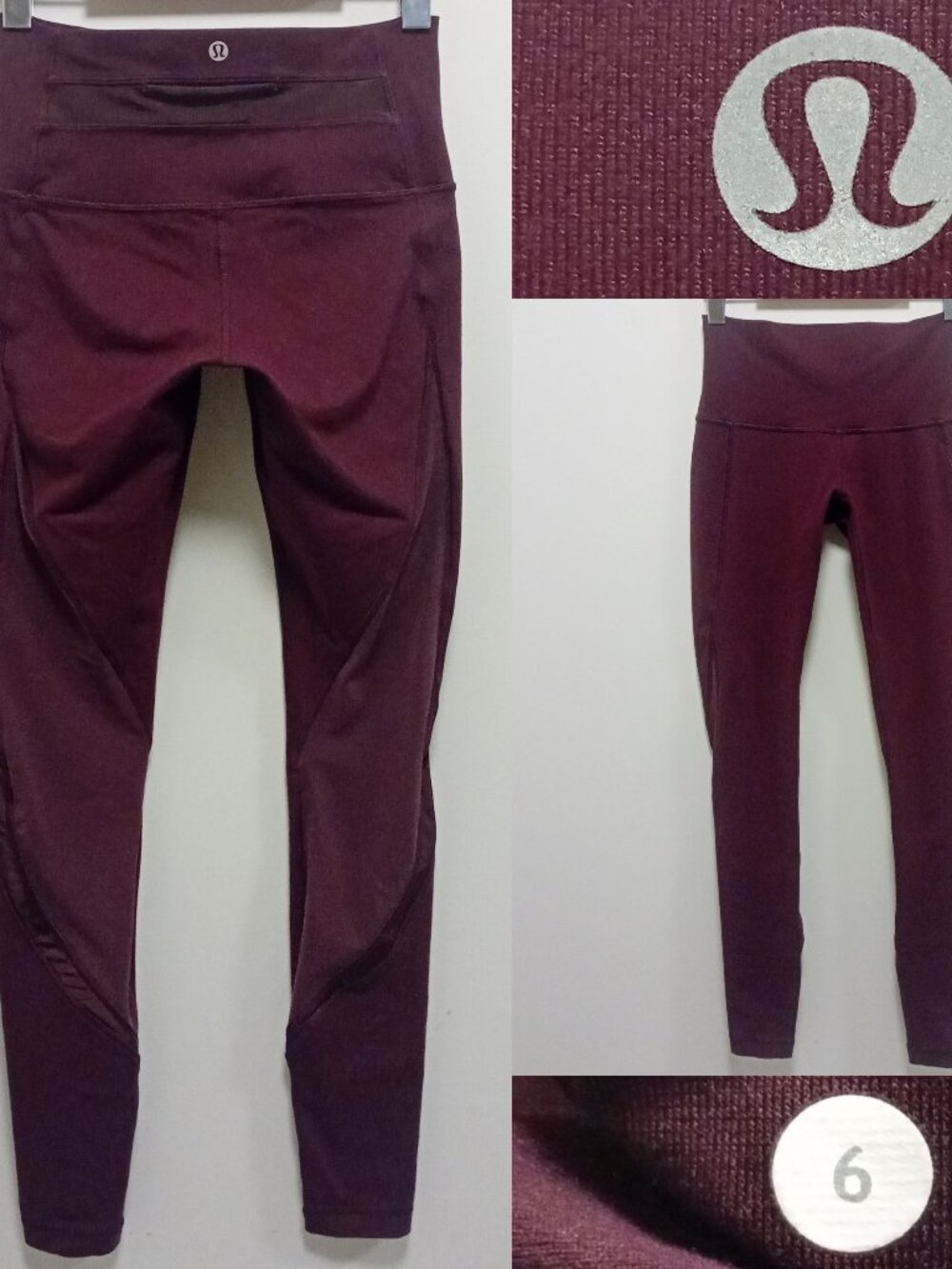 Lululemon Wunder Under Tight High-Rise 6 Small Bordeaux Drama Mesh 30.5" Inseam